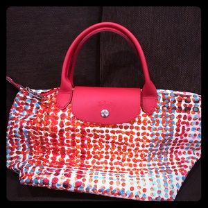 Longchamp Le Pliage Neo Fantaisie red polka dot